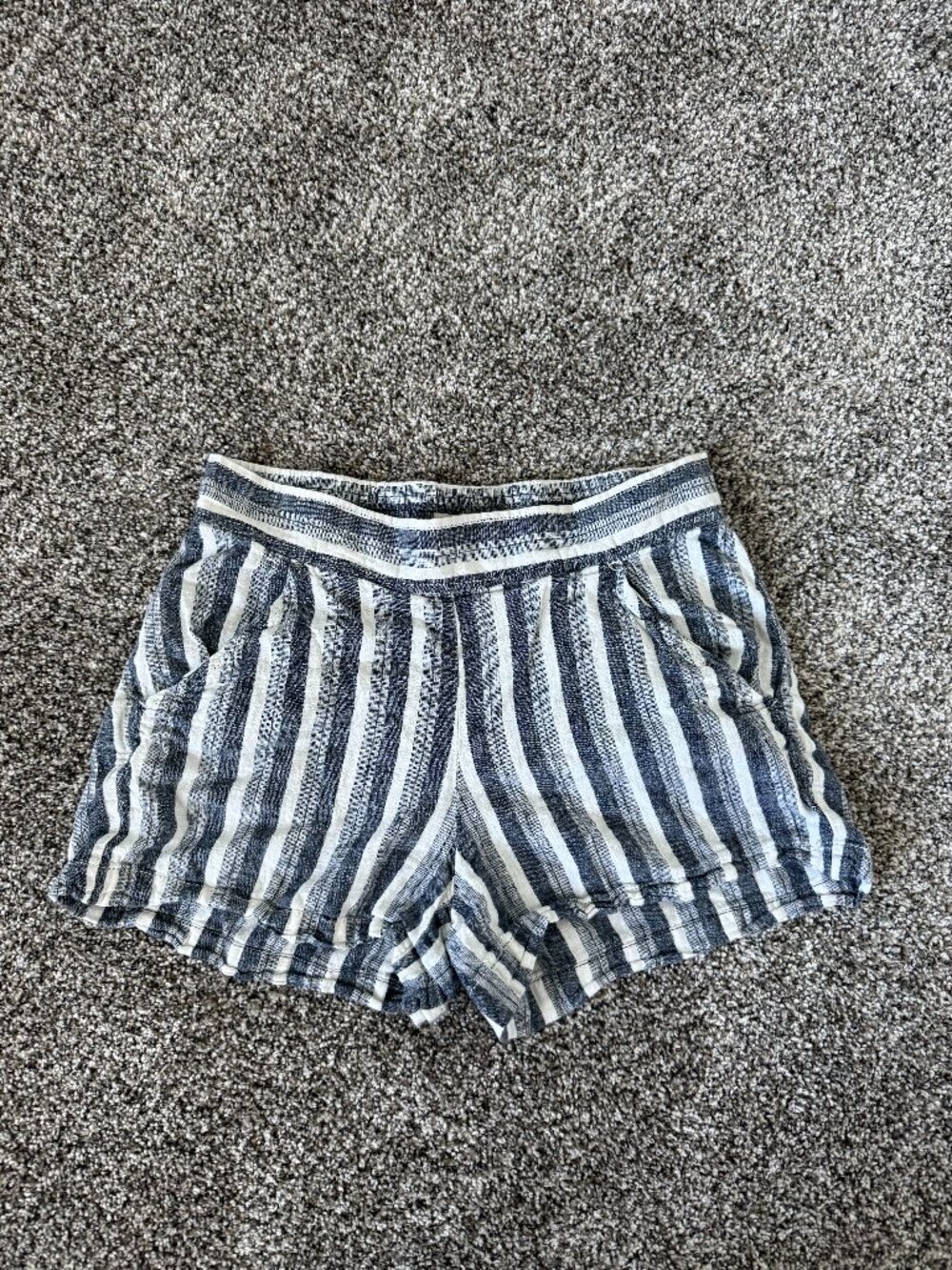 S Linen Shorts - Blue & White Striped